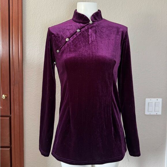 Elegant Babalet Purple Velvet Women's Top M NWT - Picture 9 of 9